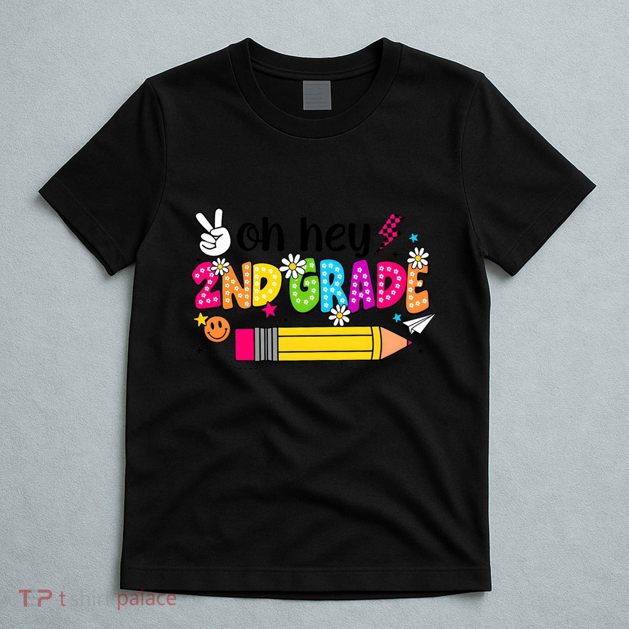 Oh Hey 2nd Grade Back To School Students Teachers Groovy T-Shirt