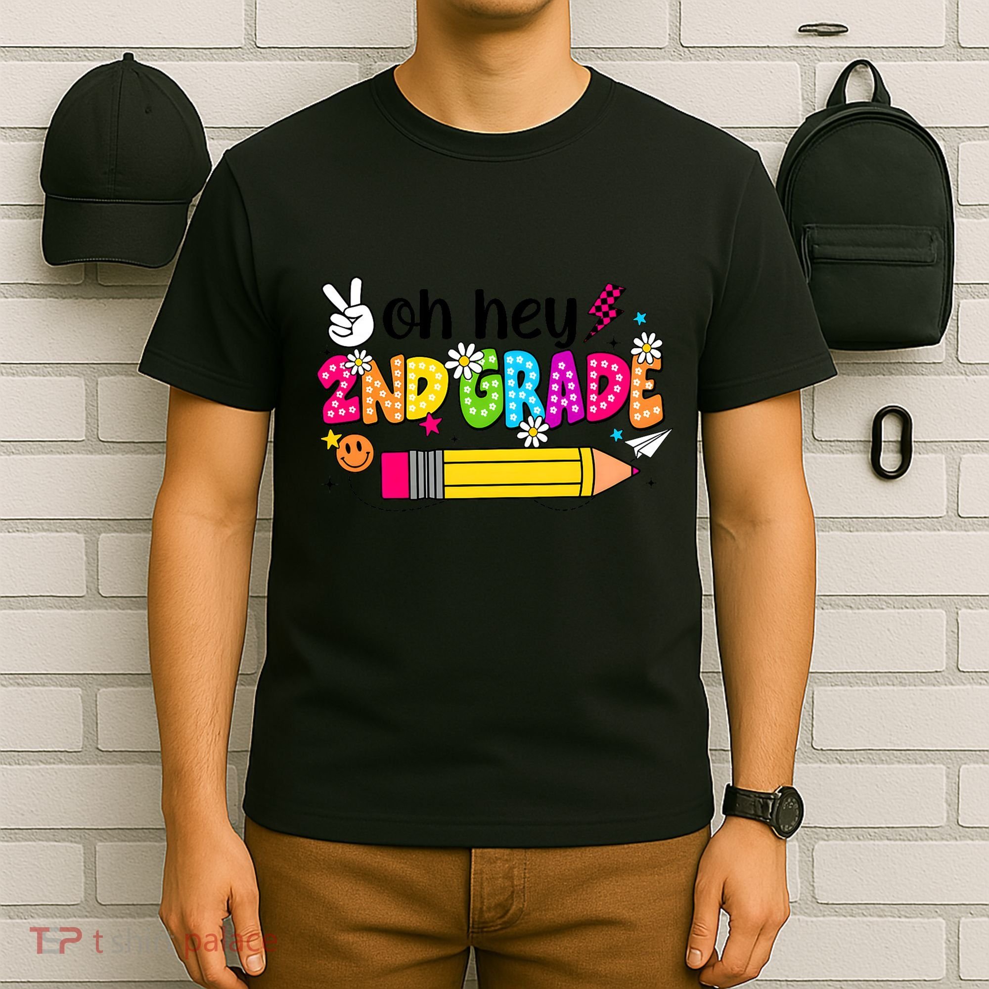Oh Hey 2nd Grade Back To School Students Teachers Groovy T-Shirt
