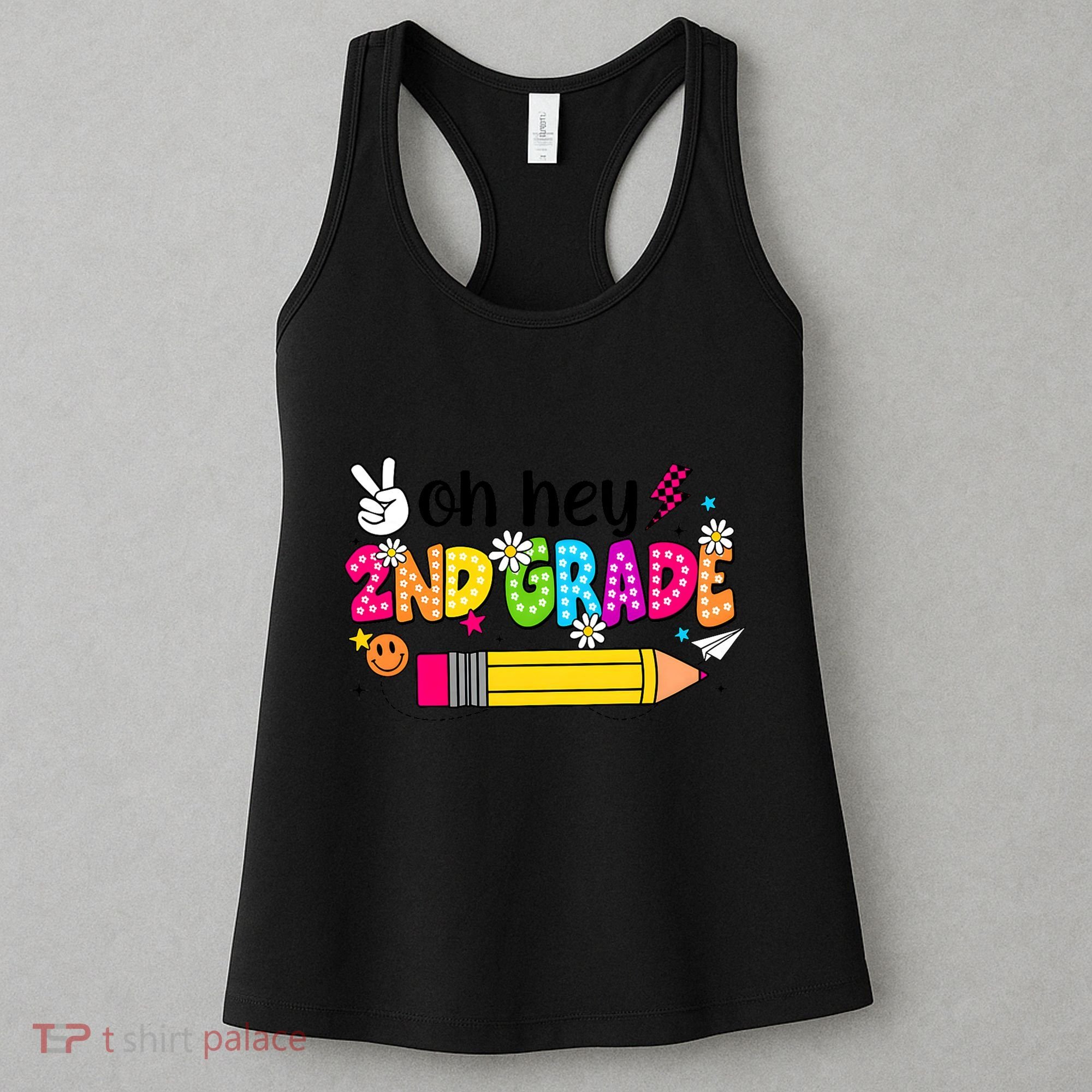Oh Hey 2nd Grade Back To School Students Teachers Groovy Women's Tank Top