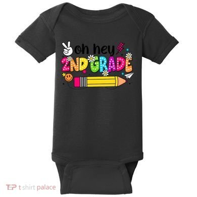 Oh Hey 2nd Grade Back To School Students Teachers Groovy Baby Bodysuit