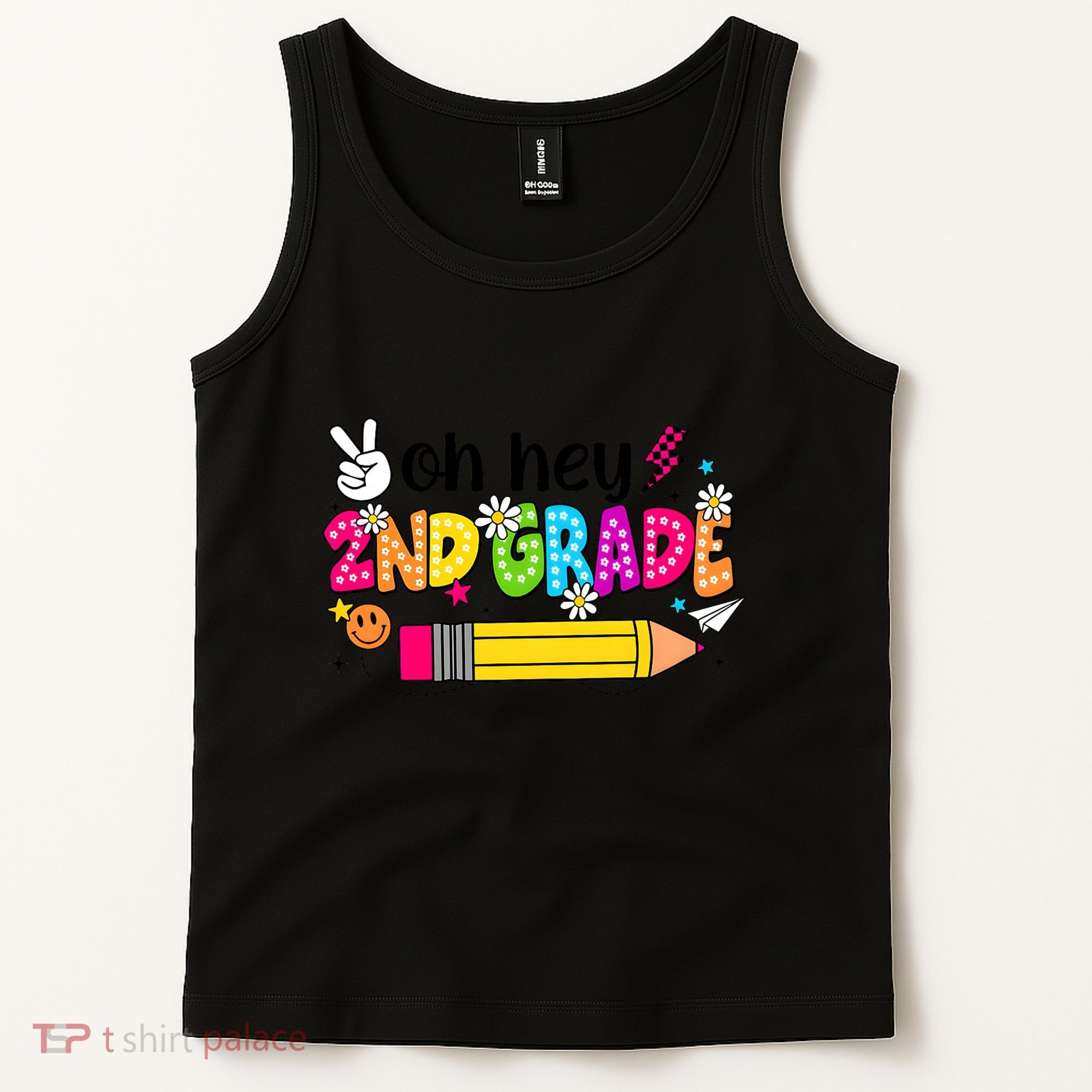 Oh Hey 2nd Grade Back To School Students Teachers Groovy Tank Top