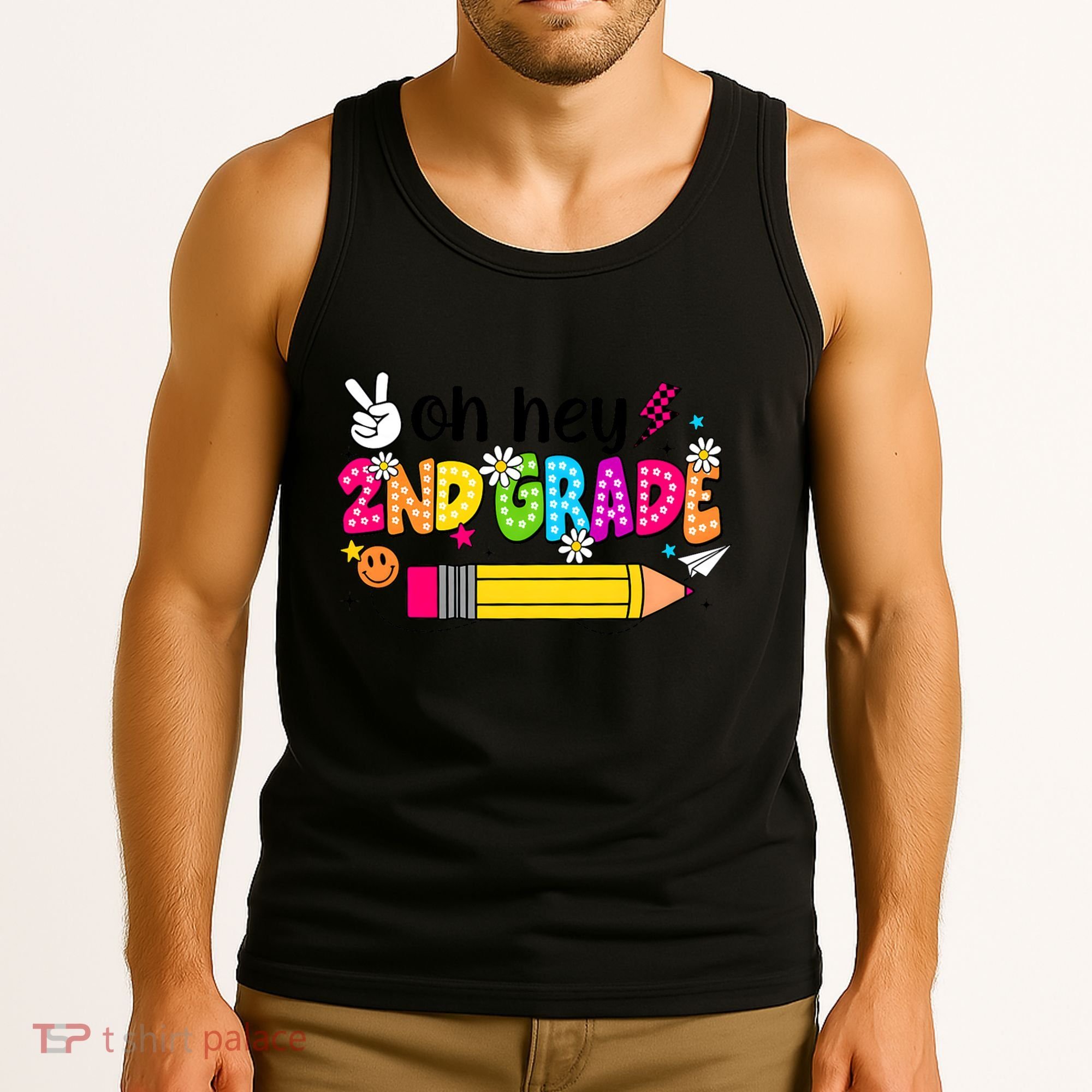 Oh Hey 2nd Grade Back To School Students Teachers Groovy Tank Top