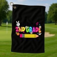 Oh Hey 2nd Grade Back To School Students Teachers Groovy Golf Towel thumb 1