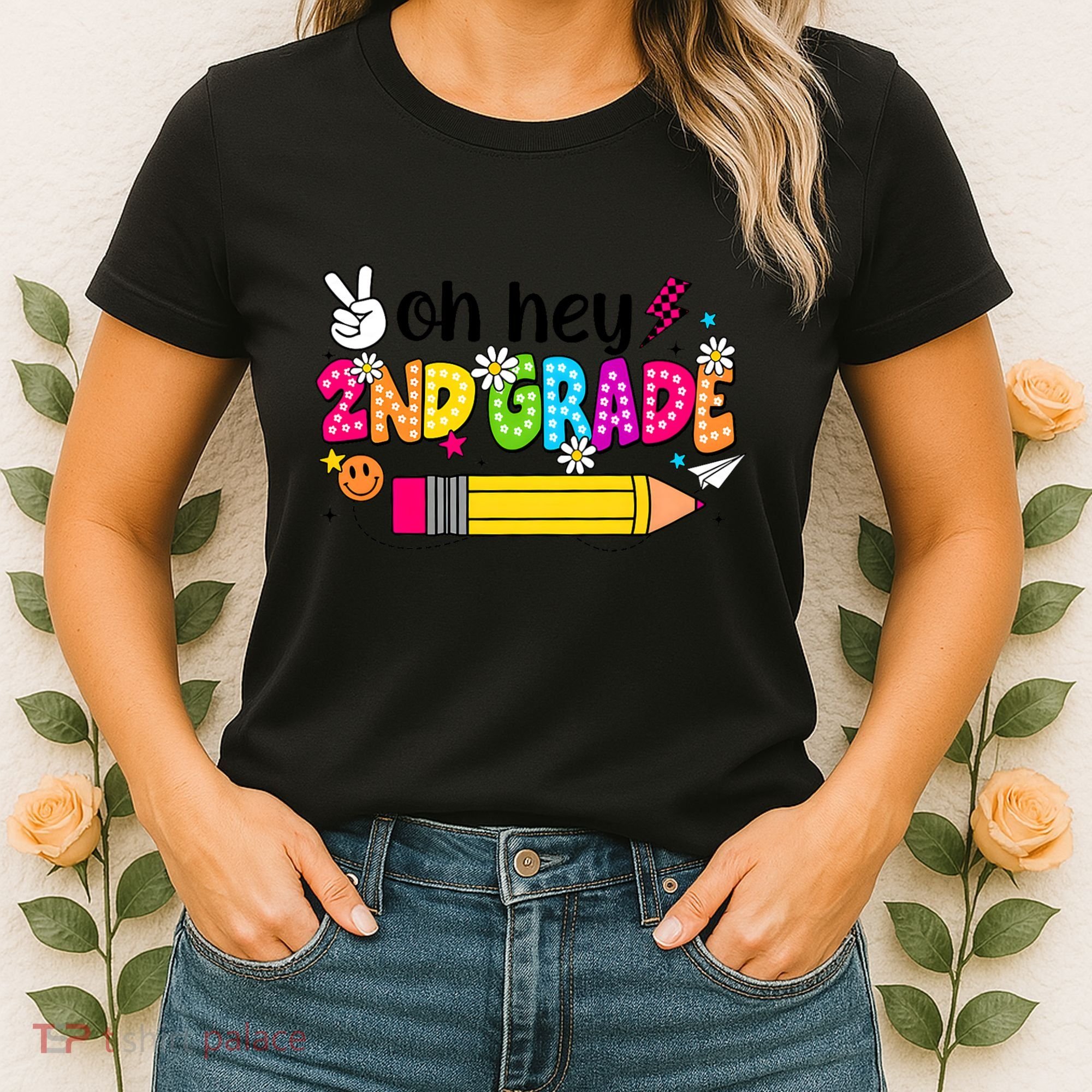 Oh Hey 2nd Grade Back To School Students Teachers Groovy Women's T-Shirt