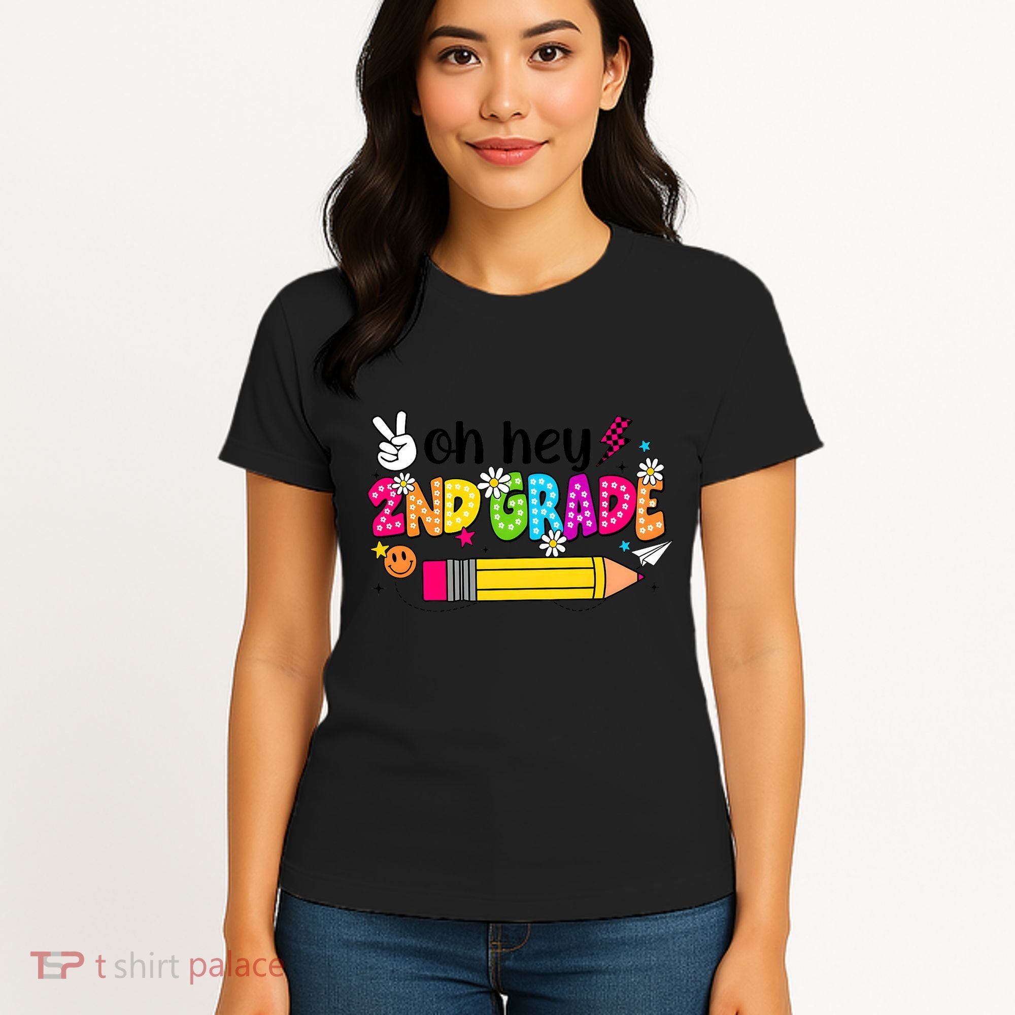 Oh Hey 2nd Grade Back To School Students Teachers Groovy Women's T-Shirt