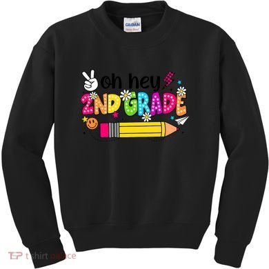 Oh Hey 2nd Grade Back To School Students Teachers Groovy Kids Sweatshirt