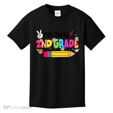 Oh Hey 2nd Grade Back To School Students Teachers Groovy Kids T-Shirt