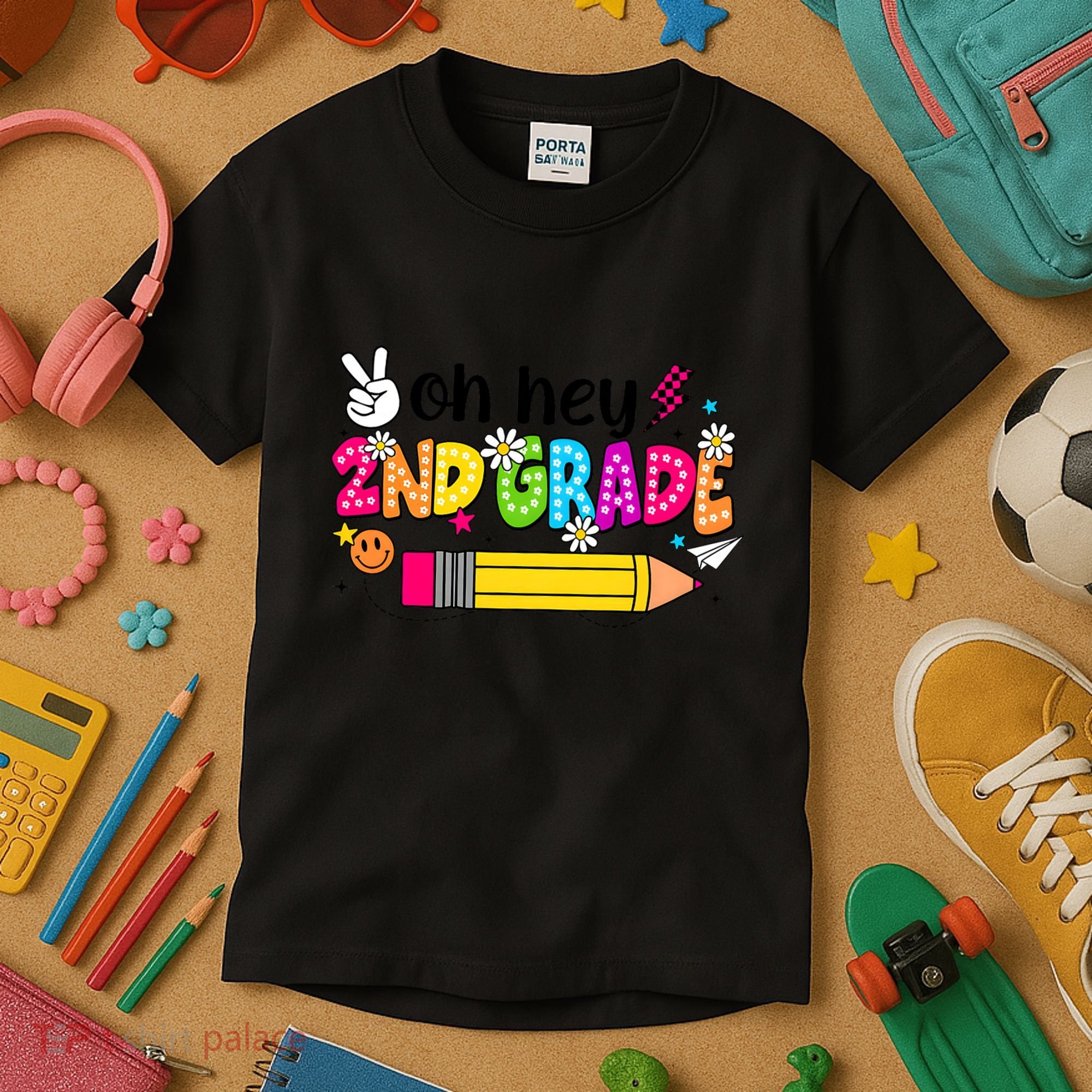 Oh Hey 2nd Grade Back To School Students Teachers Groovy Kids T-Shirt