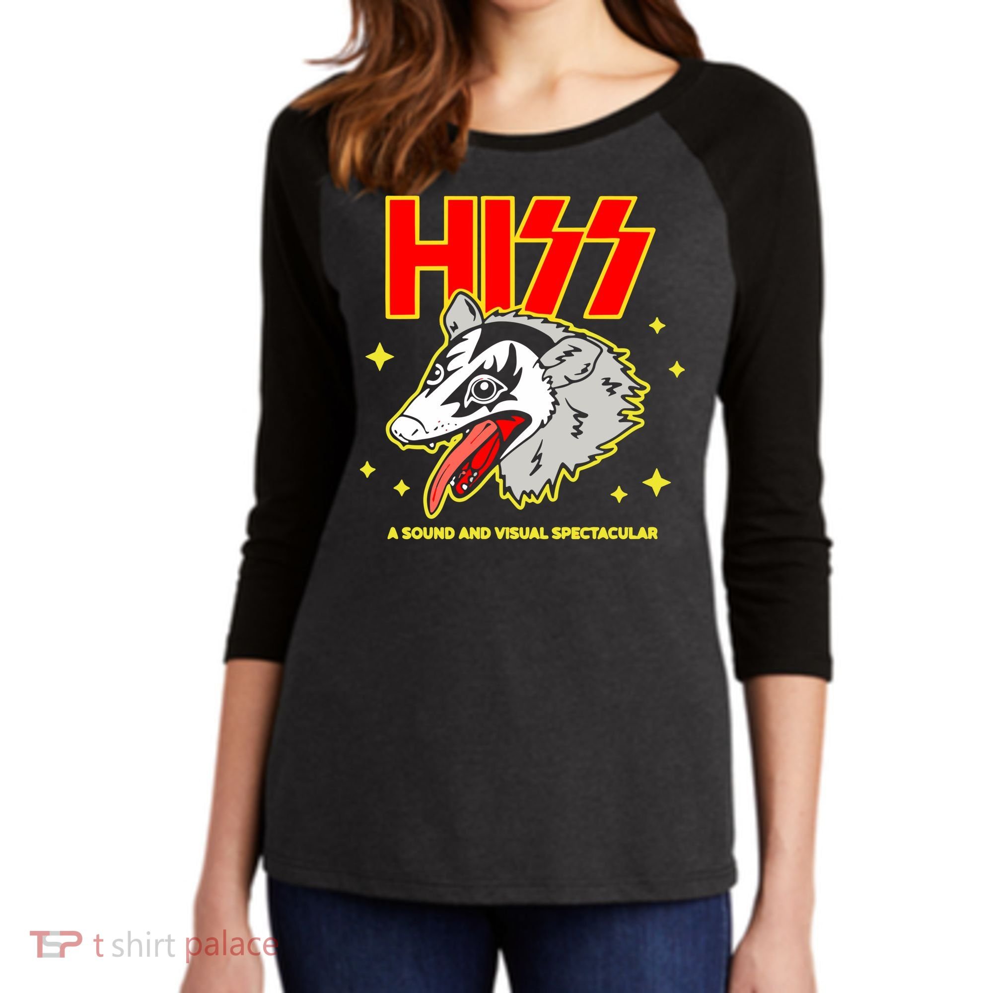 Opossum Hiss A Sound And Visual Spectacular Women's Tri-Blend 3/4-Sleeve Raglan Shirt
