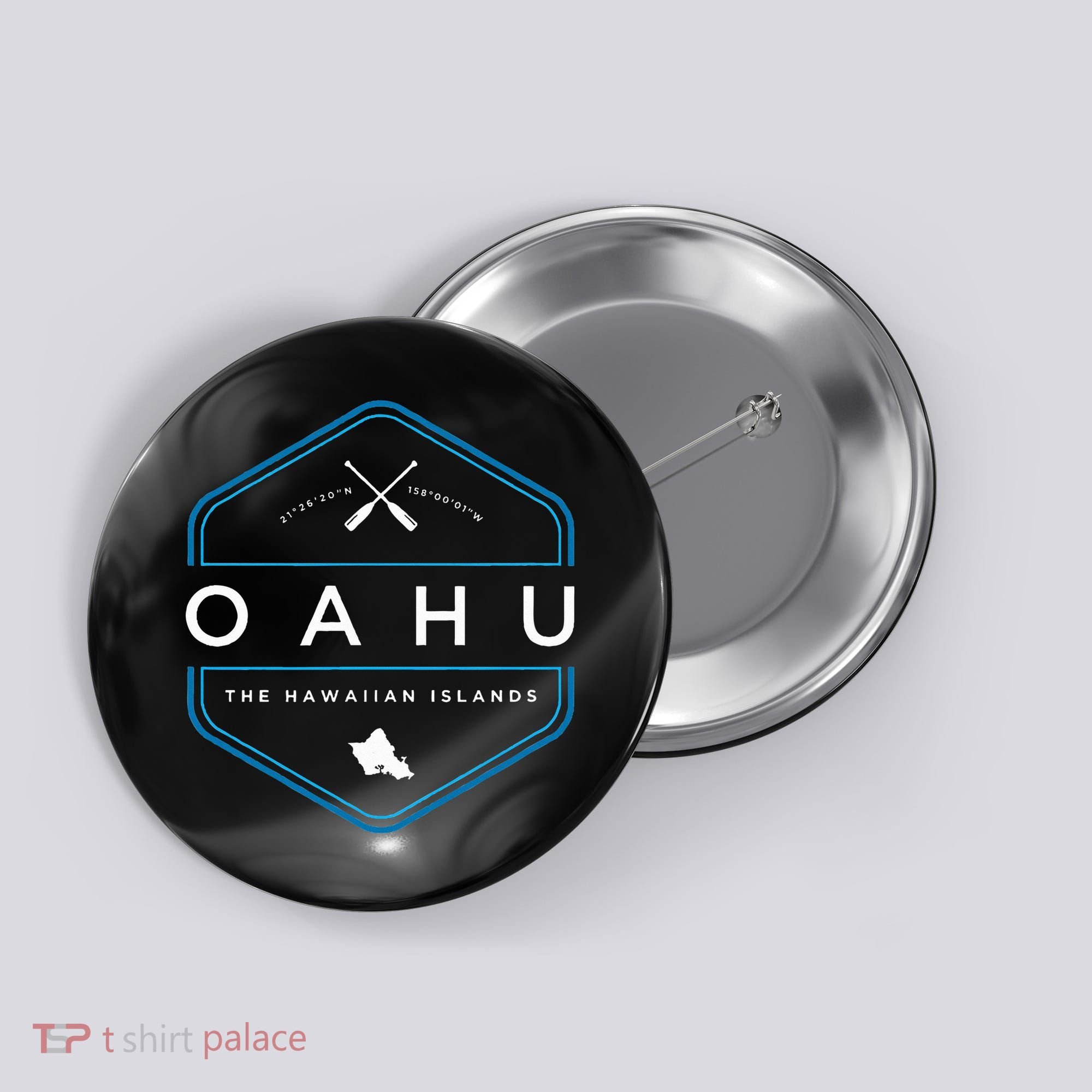 Oahu Hawaii Beach Graphic Button