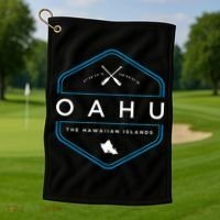 Oahu Hawaii Beach Graphic Golf Towel thumb 1