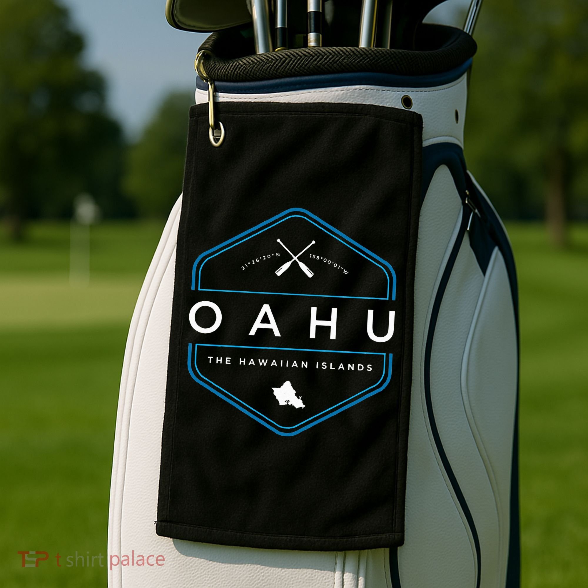 Oahu Hawaii Beach Graphic Golf Towel