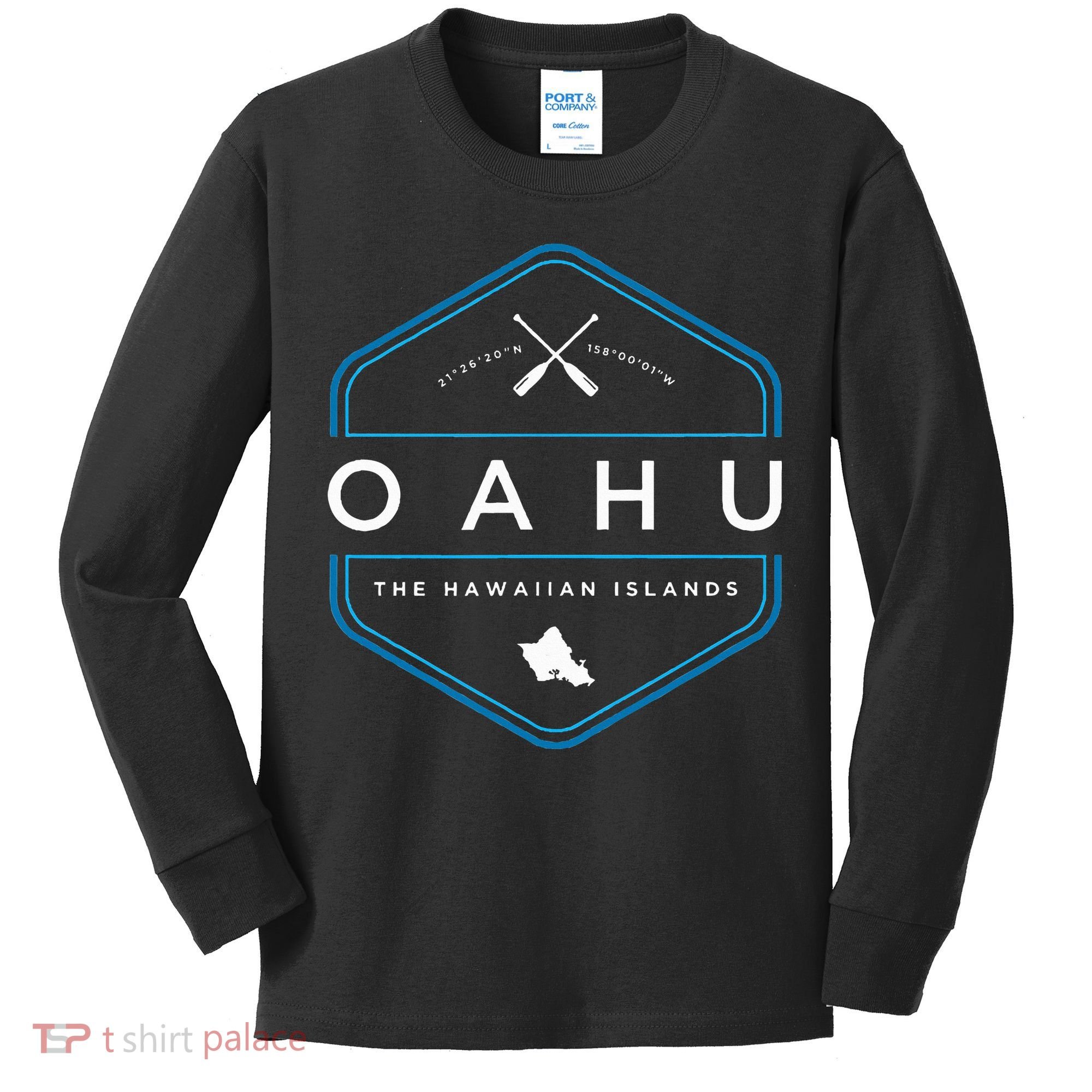 Oahu Hawaii Beach Graphic Kids Long Sleeve Shirt