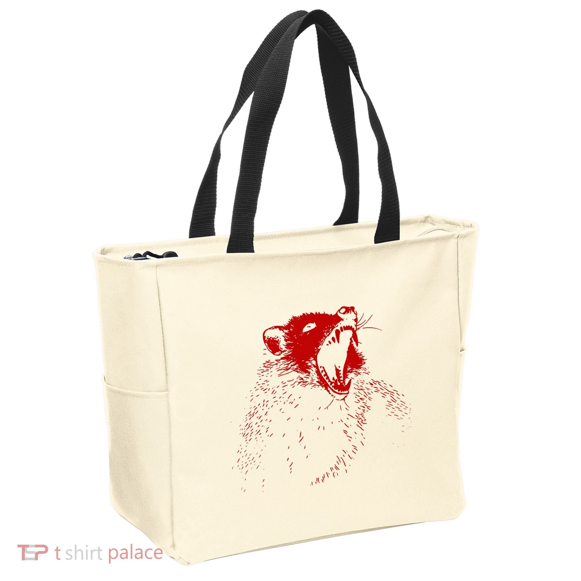 Opossum Hissing Black & Red Angry Possum Tote Bag