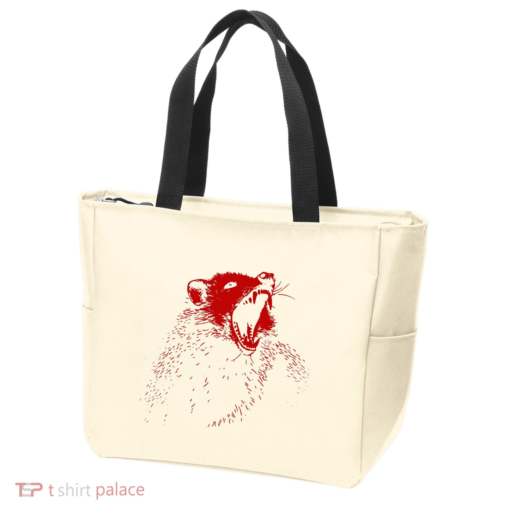 Opossum Hissing Black & Red Angry Possum Tote Bag