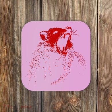 Opossum Hissing Black & Red Angry Possum Coaster