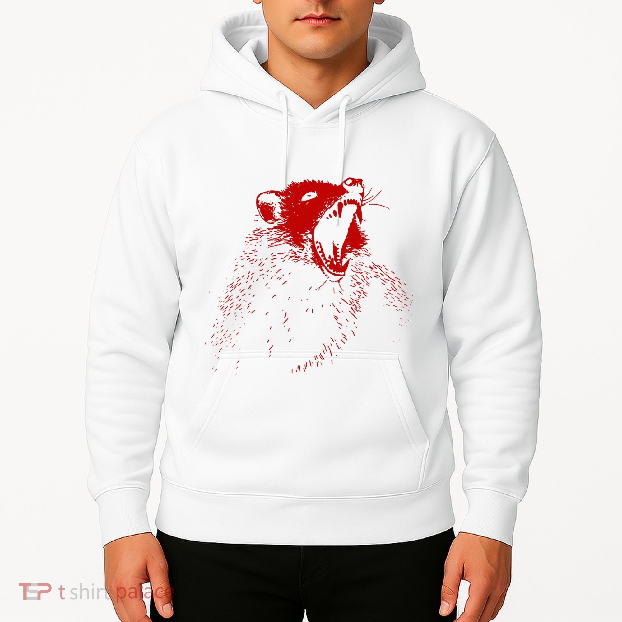 Opossum Hissing Black & Red Angry Possum Hoodie