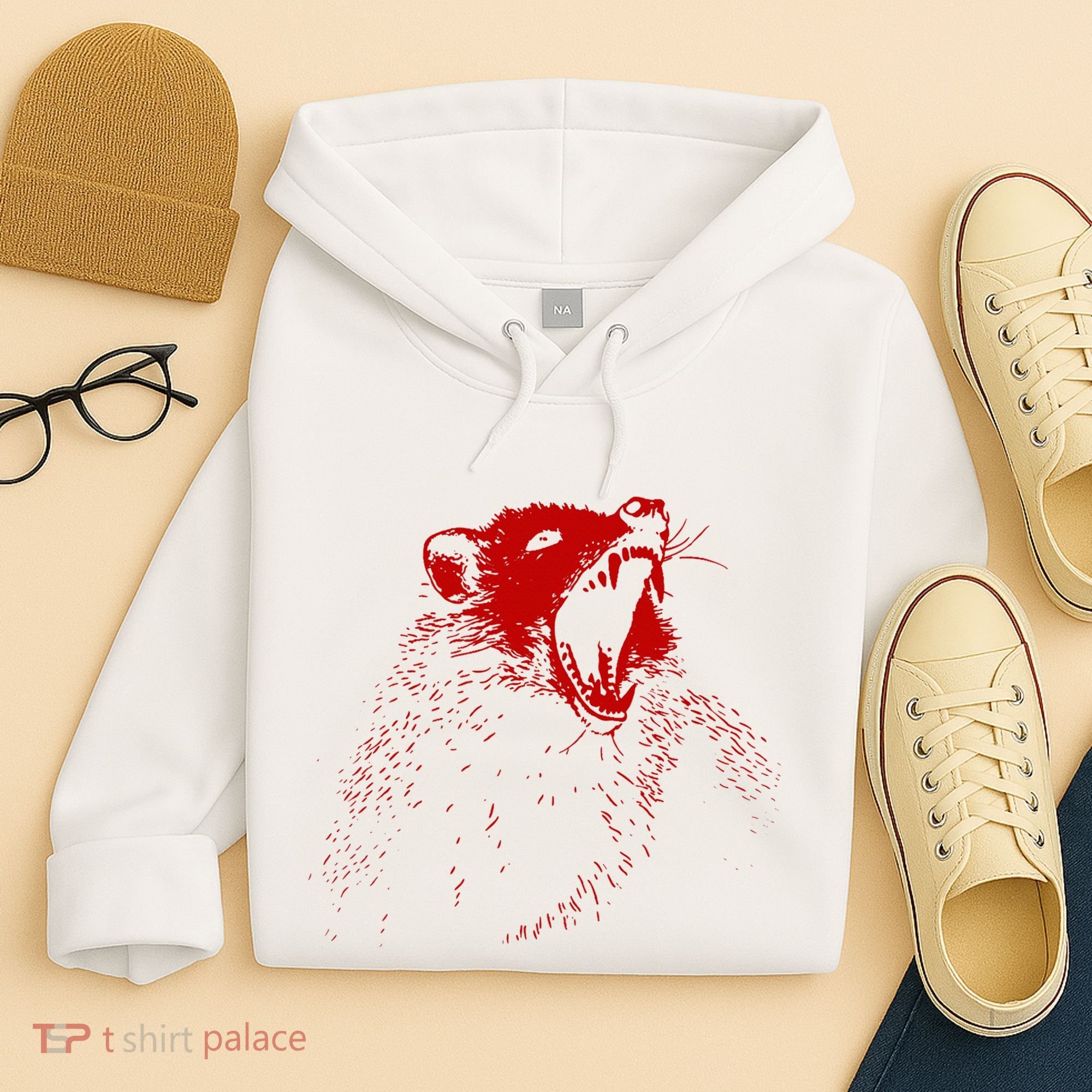 Opossum Hissing Black & Red Angry Possum Hoodie