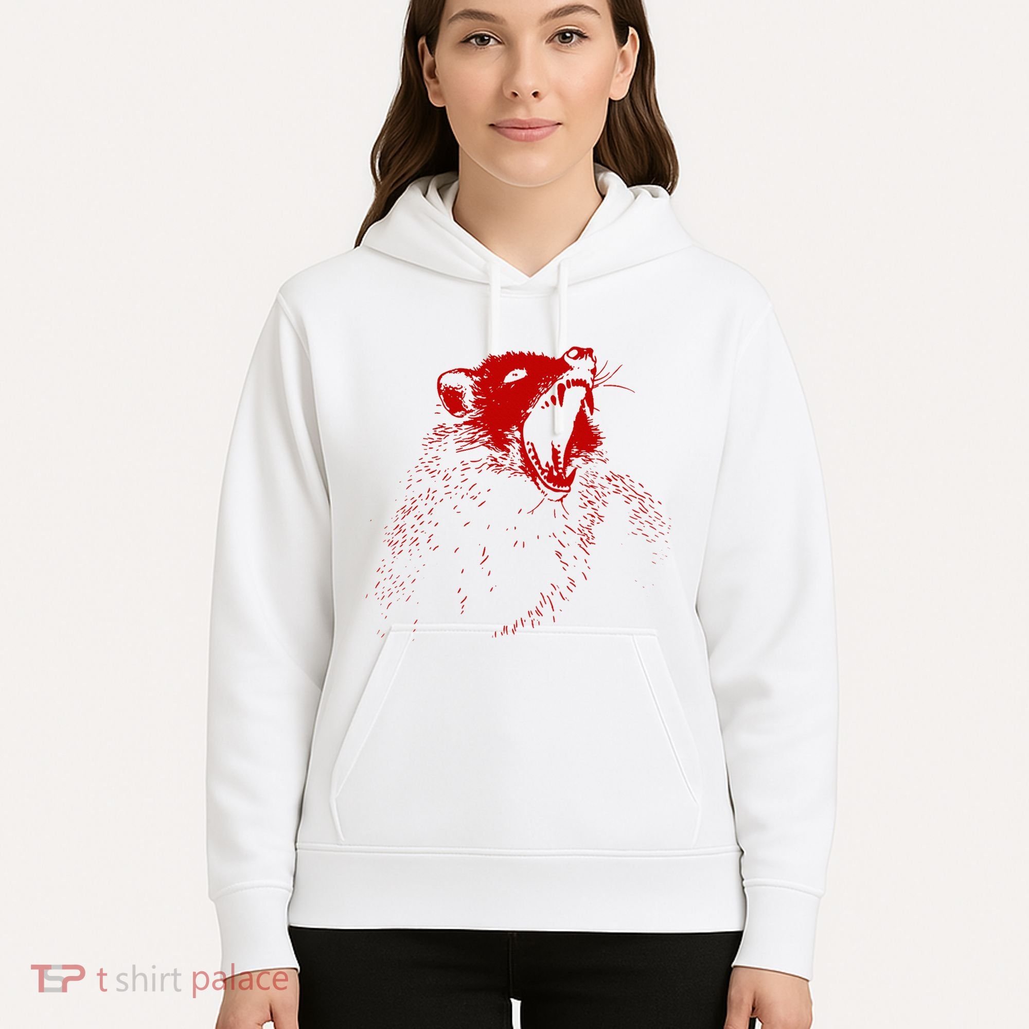 Opossum Hissing Black & Red Angry Possum Hoodie