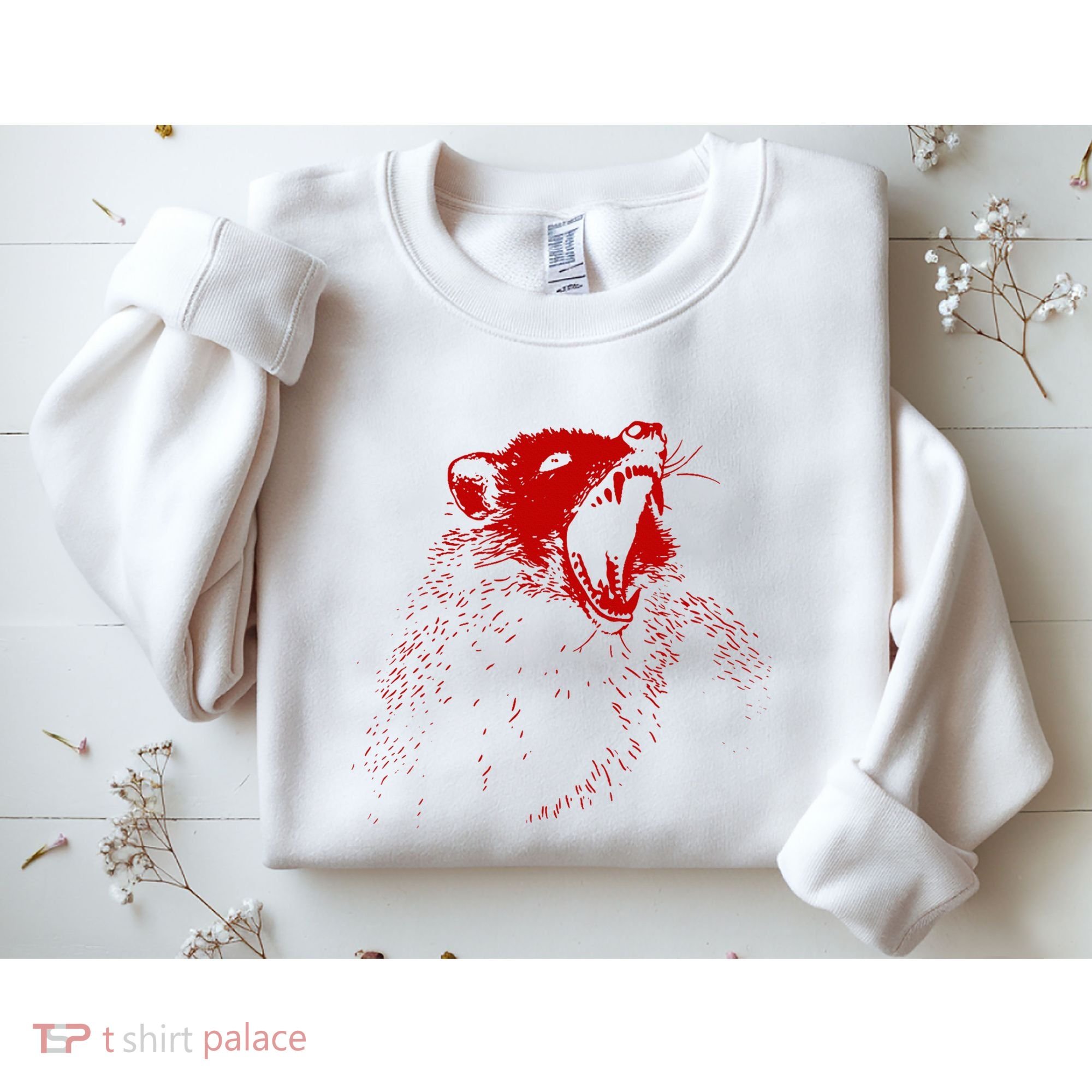 Opossum Hissing Black & Red Angry Possum Sweatshirt