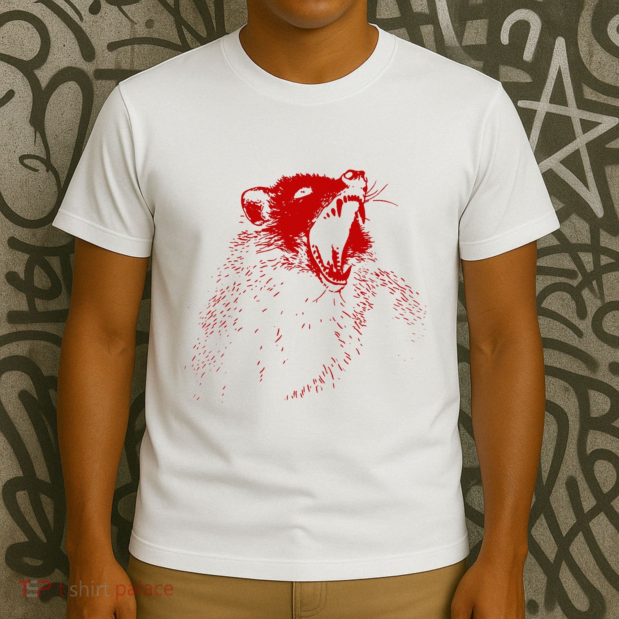 Opossum Hissing Black & Red Angry Possum T-Shirt