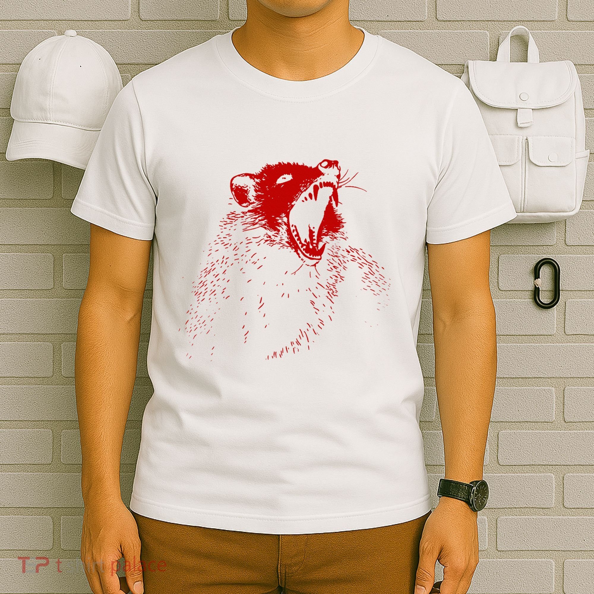 Opossum Hissing Black & Red Angry Possum T-Shirt