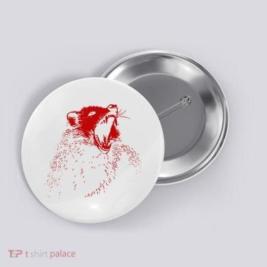 Opossum Hissing Black & Red Angry Possum Button