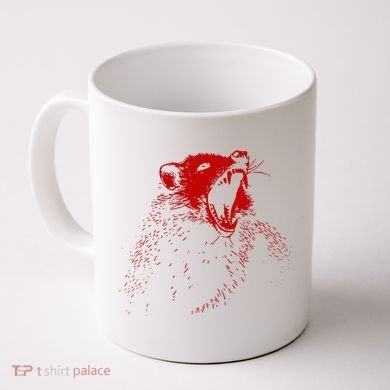 Opossum Hissing Black & Red Angry Possum Coffee Mug