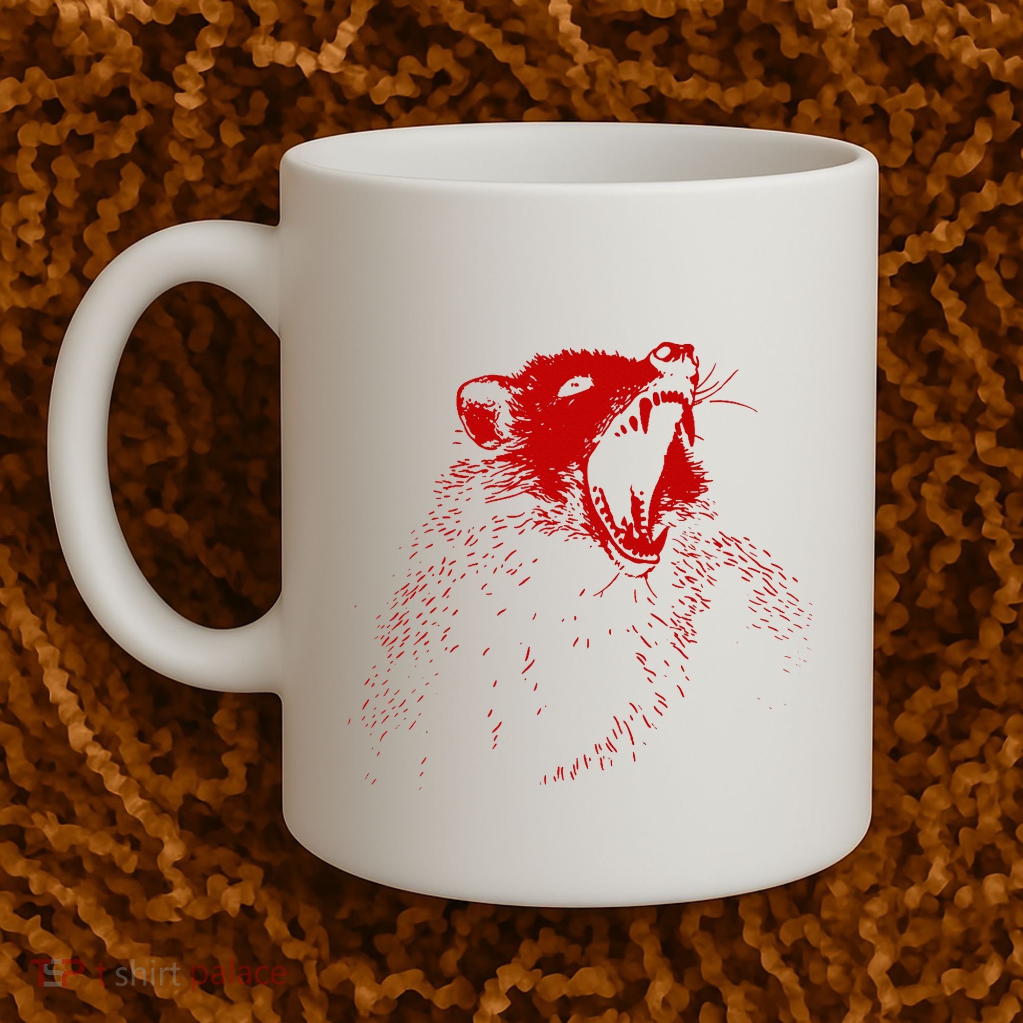 Opossum Hissing Black & Red Angry Possum Coffee Mug