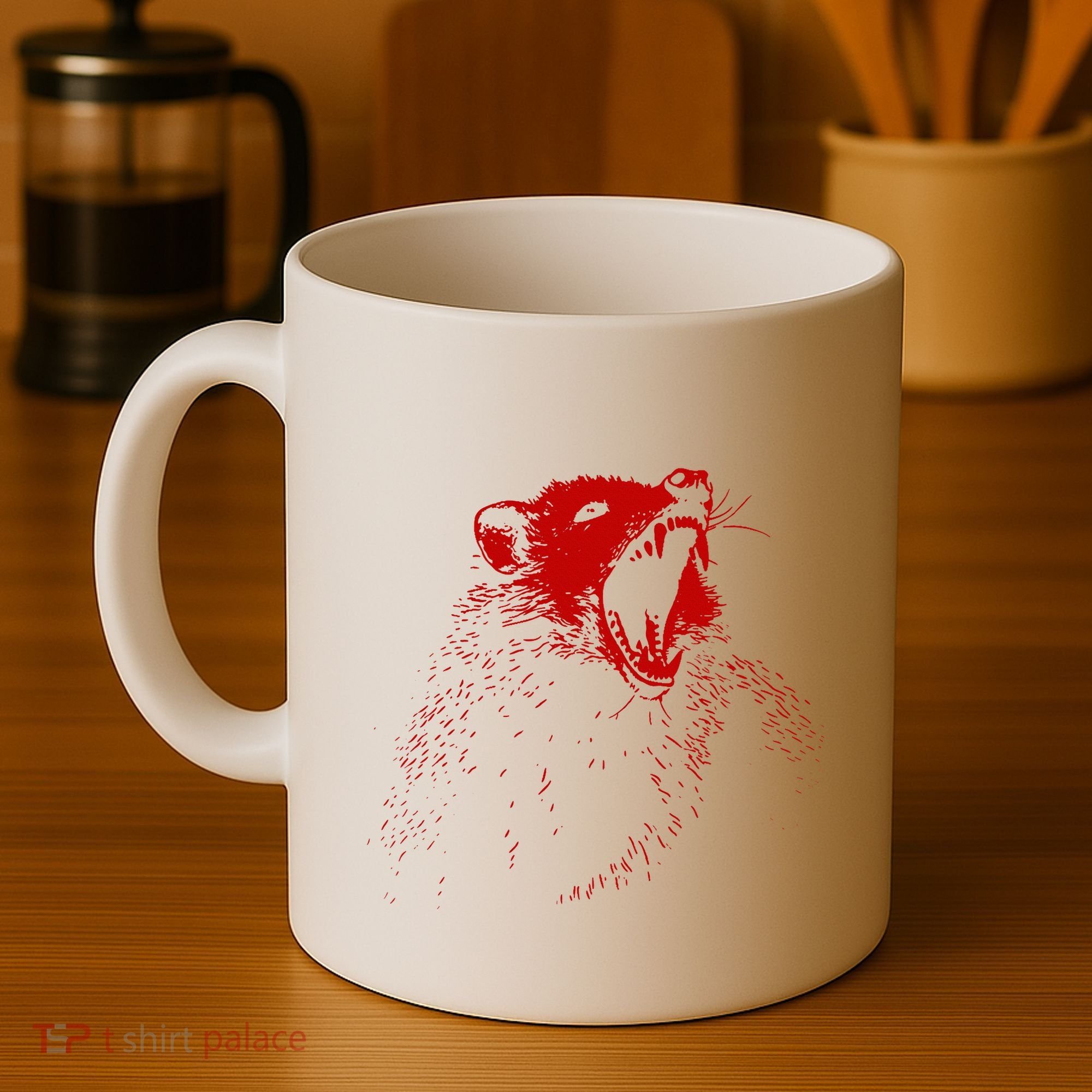 Opossum Hissing Black & Red Angry Possum Coffee Mug