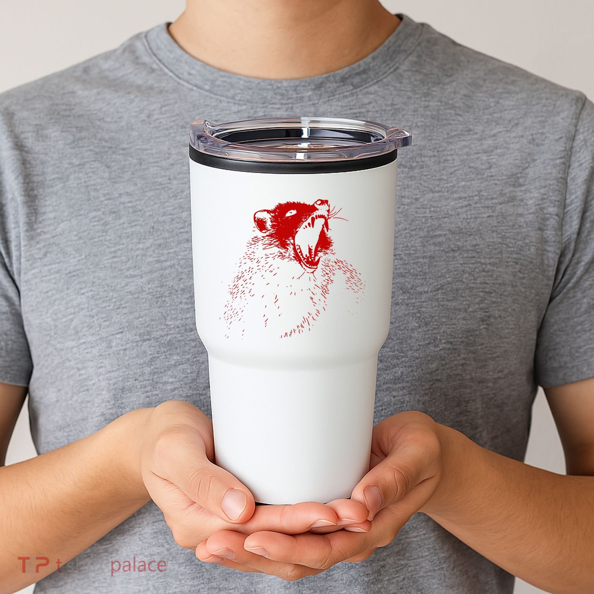 Opossum Hissing Black & Red Angry Possum Tumbler