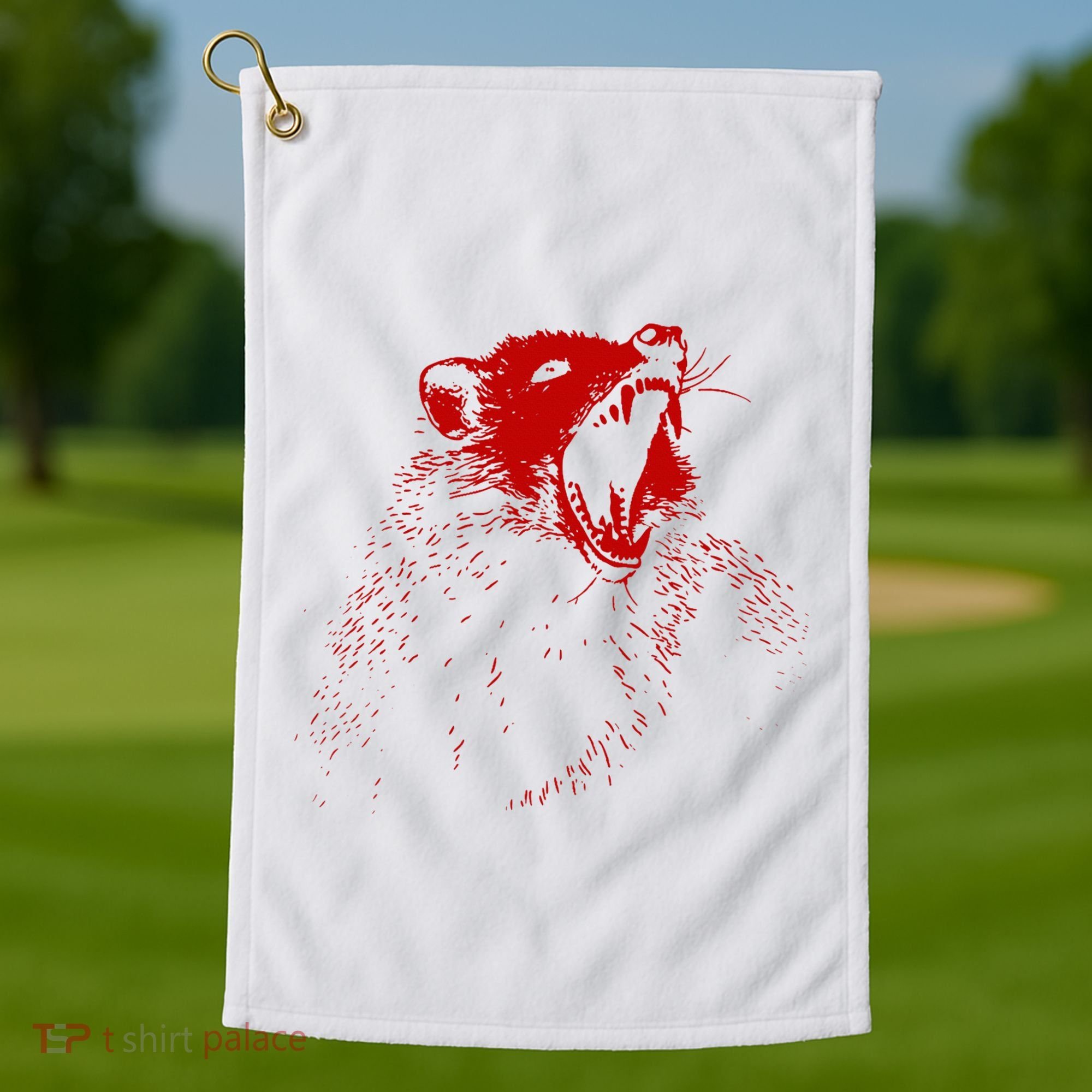 Opossum Hissing Black & Red Angry Possum Golf Towel