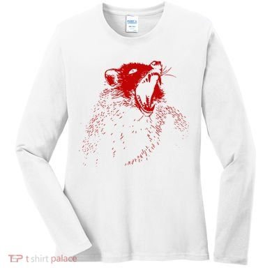 Opossum Hissing Black & Red Angry Possum Women's Long Sleeve Shirt