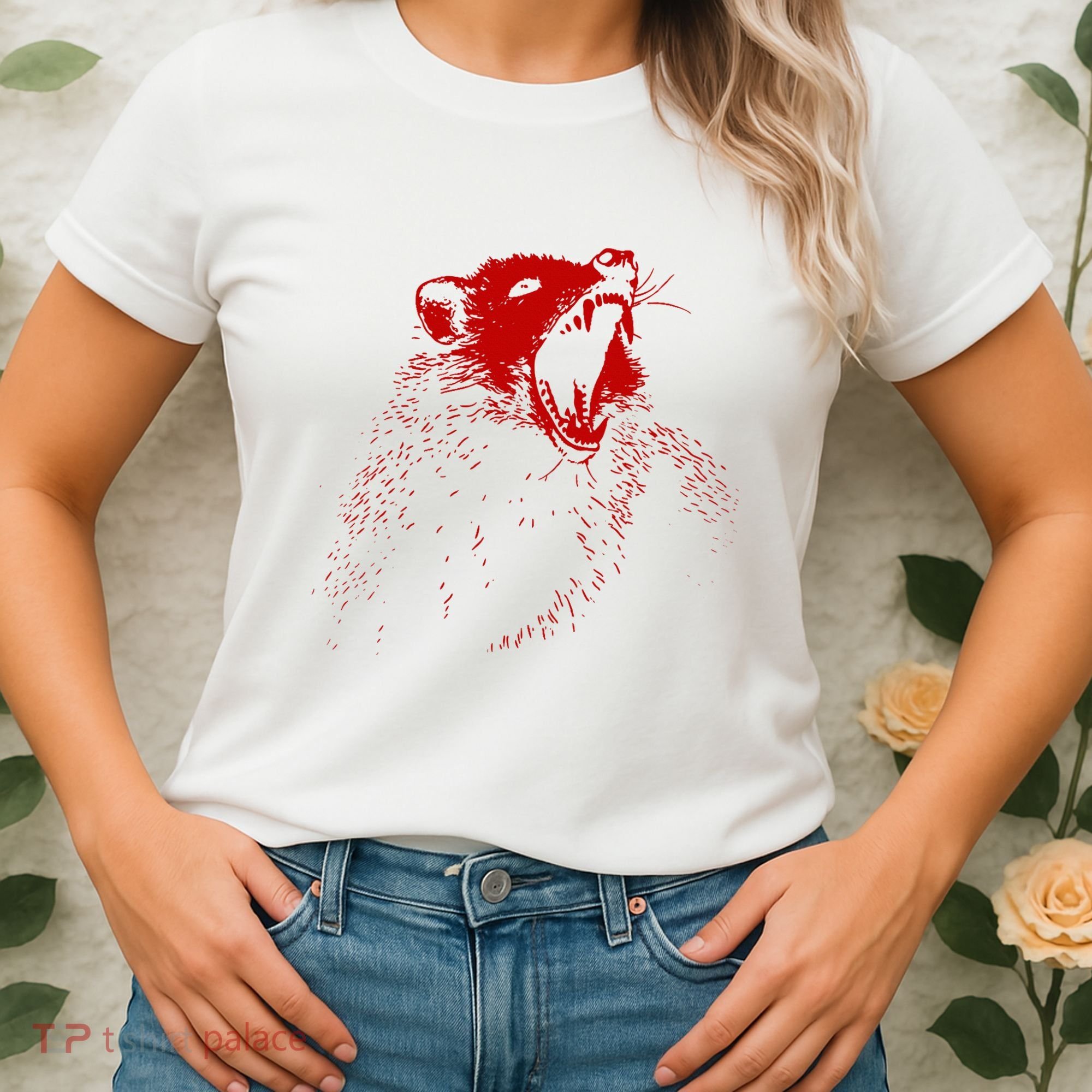 Opossum Hissing Black & Red Angry Possum Women's T-Shirt