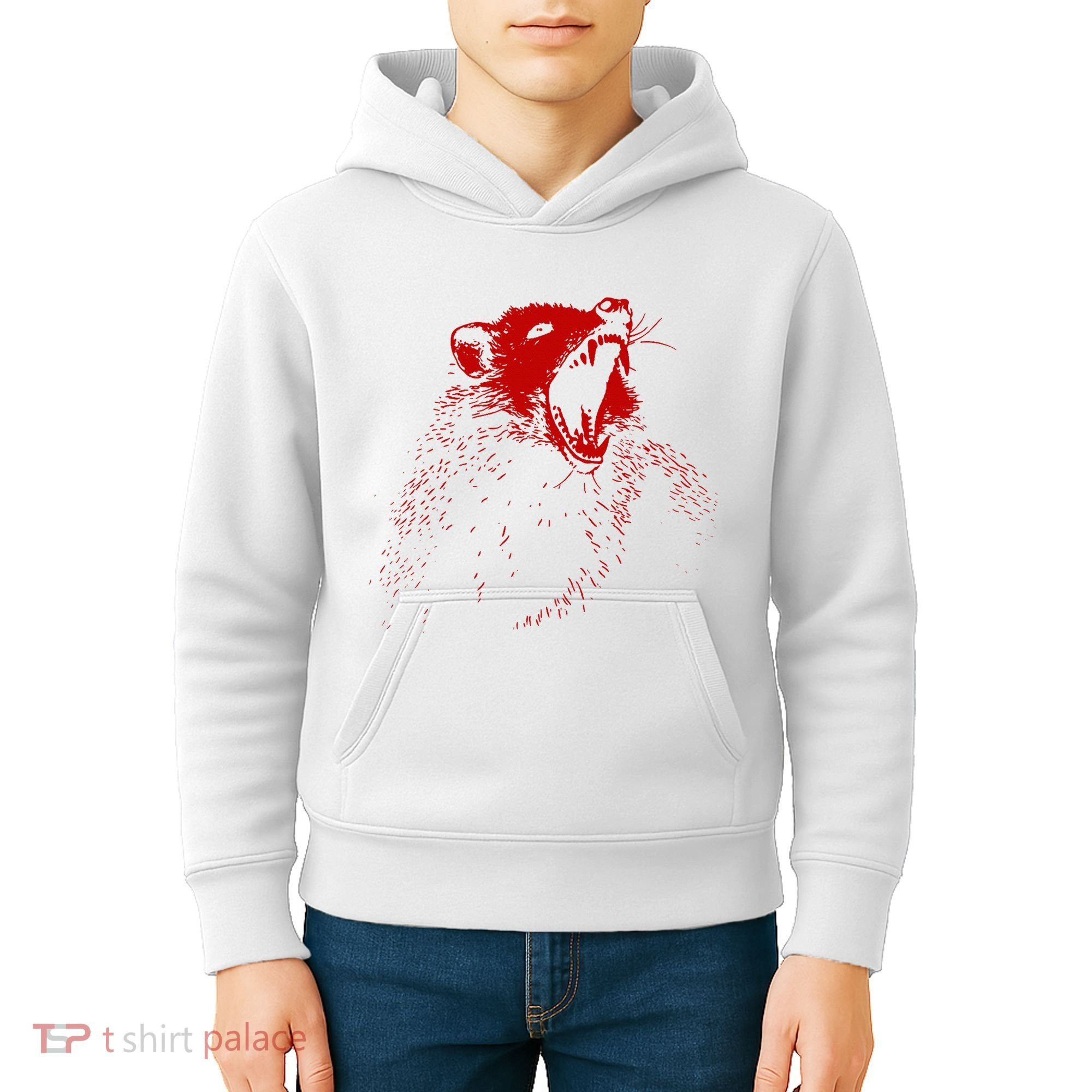 Opossum Hissing Black & Red Angry Possum Kids Hoodie