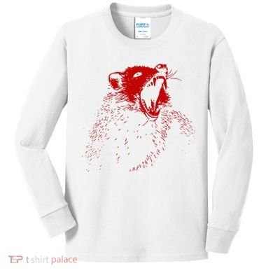 Opossum Hissing Black & Red Angry Possum Kids Long Sleeve Shirt