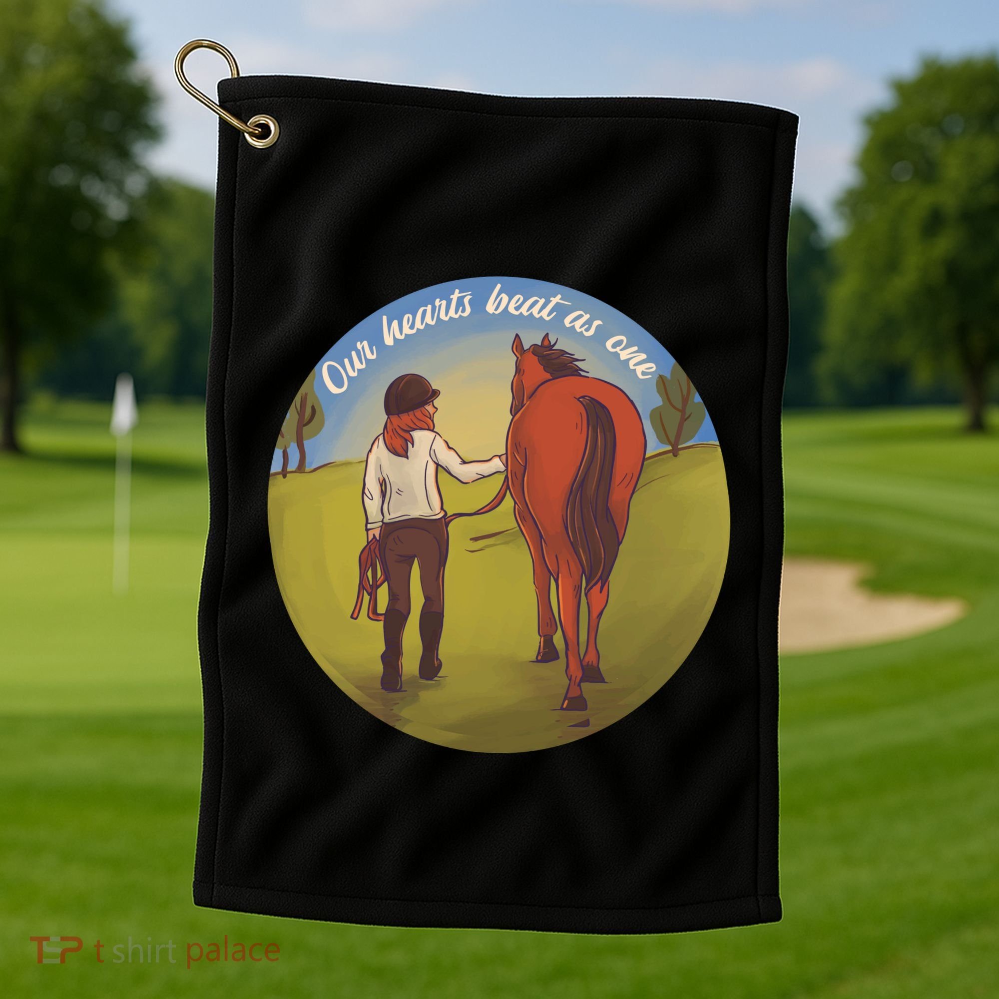 Our Heats Beat As One Horse Lover Golf Towel