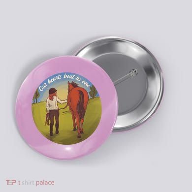 Our Heats Beat As One Horse Lover Button