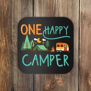 One Happy Camper First Birthday Camping Matching Coaster