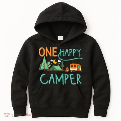 One Happy Camper First Birthday Camping Matching Kids Hoodie