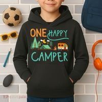 One Happy Camper First Birthday Camping Matching Kids Hoodie thumb 2