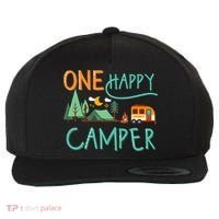 One Happy Camper First Birthday Camping Matching Wool Snapback Cap thumb 0