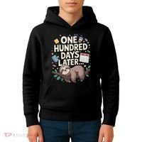 One Hundred Days Later 100th Day Sloth Teacher Or Pupil Kids Hoodie thumb 4