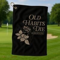 Old Habits Die Screaming Golf Towel thumb 1