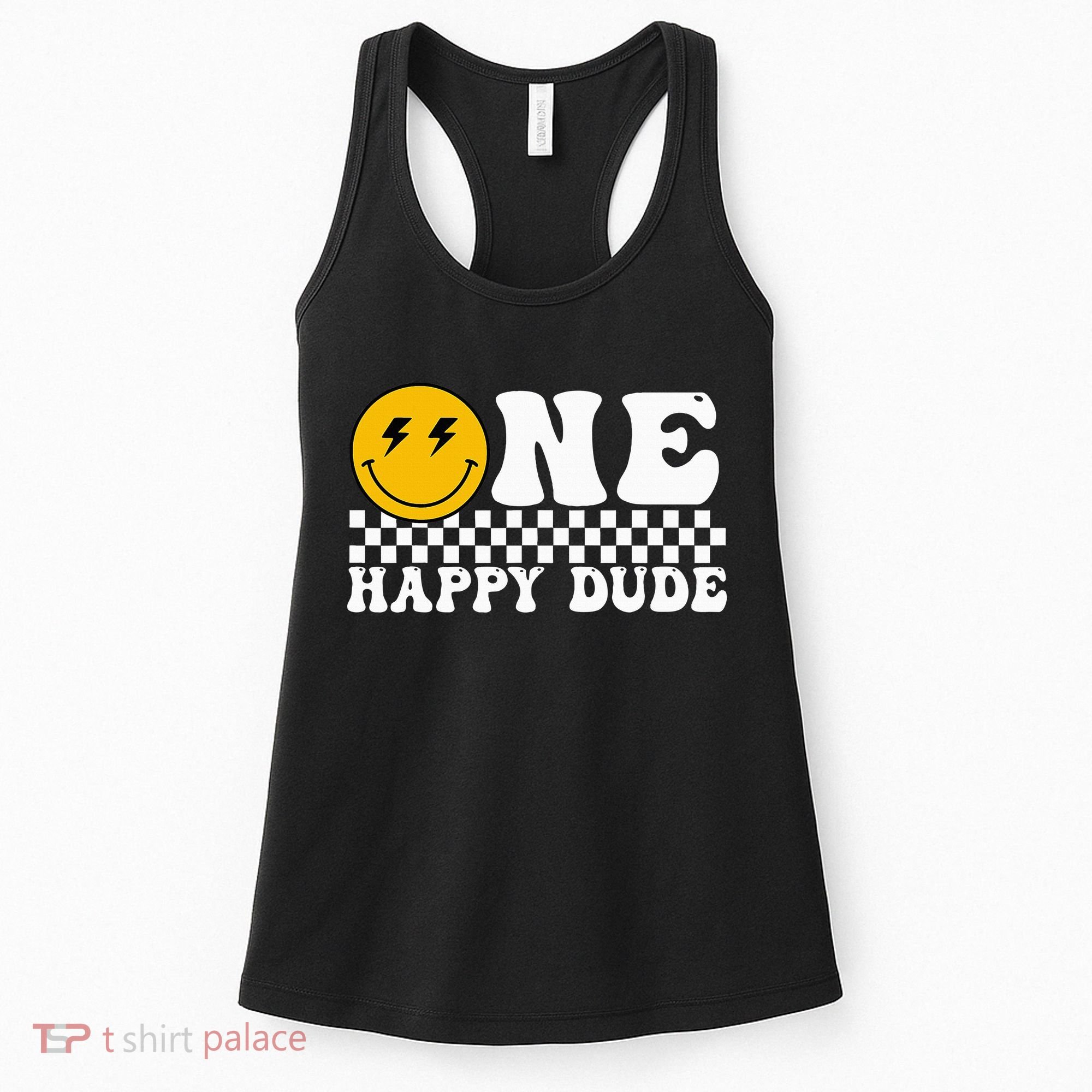One Happy Dude Groovy 1st Birthday Party Family Matching Women's Tank Top