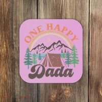 One Happy Dada Happy Camper 1st Birthday Camping Trip Coaster thumb 0