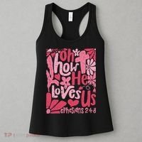 Oh How He Loves Us Boho Valentine Flower Jesus Christian Women's Tank Top thumb 3