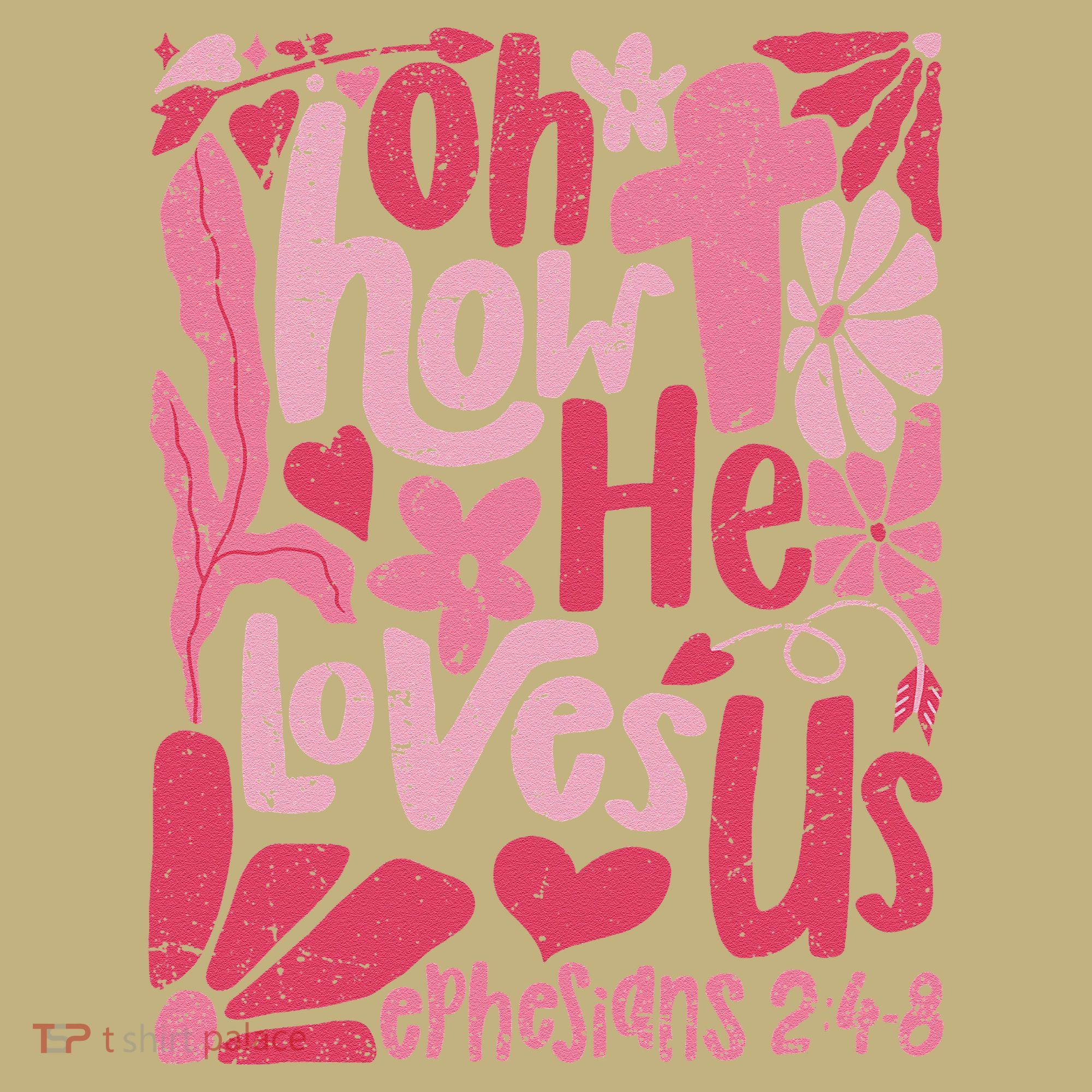 Oh How He Loves Us Boho Valentine Flower Jesus Christian Mousepad