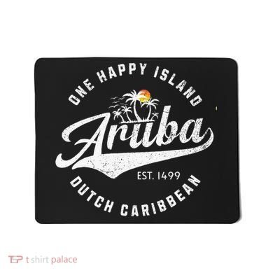 One Happy Island Aruba Script Lettering Vintage Logo Art Mousepad