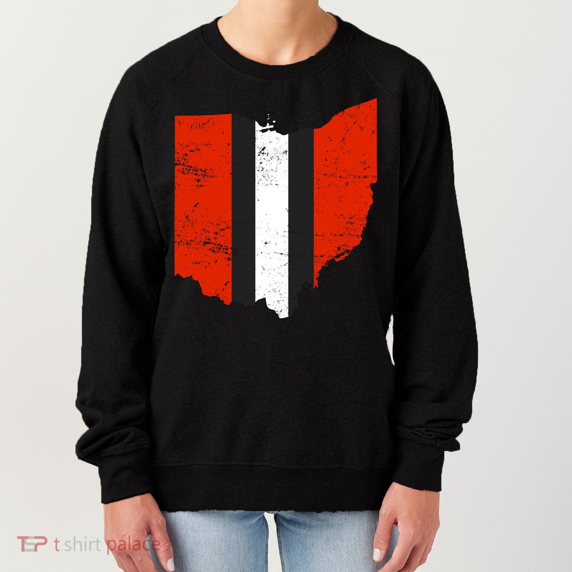 Ohio Cleveland Stripe Football Women's Sweatshirt